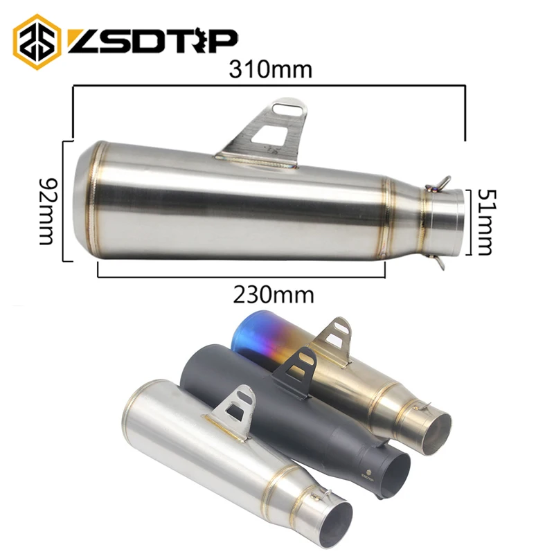 

ZSDTRP Universal Motorcycle Exhaust Muffler Tip Pipe Silp On Modified 310mm SC Stainless Steel Silencer Exhaust System