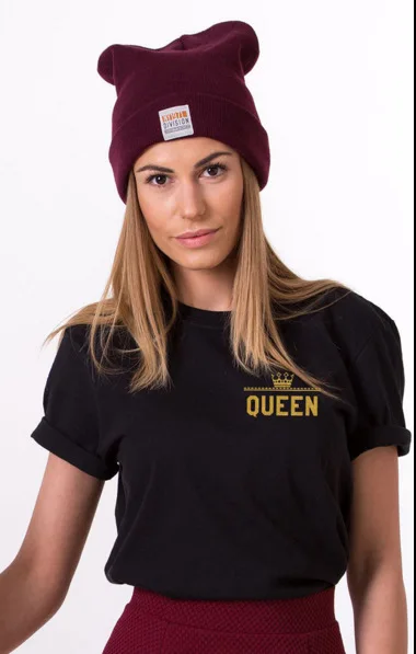 King queen футболка с буквенным принтом пара короткий рукав О-образным вырезом свободная футболка Летняя женская футболка топы Camisetas Mujer