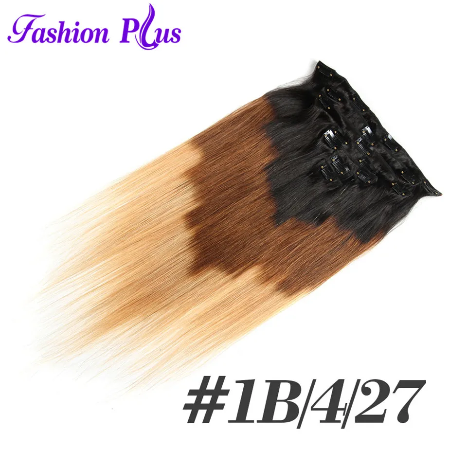 Machine Made Remy Straight Clip In Human Hair Extensions 100G 120G 100% Human Hair Clips In #2 Dark Brown Color 18 22