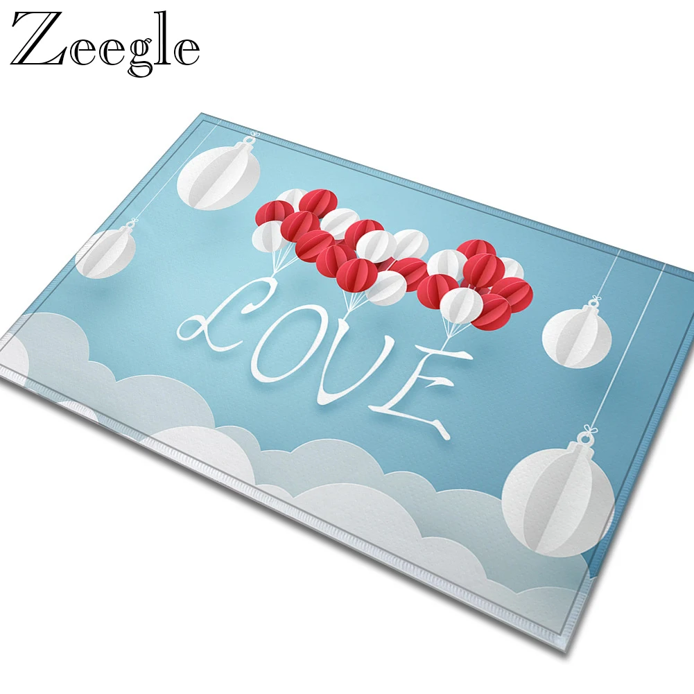 Zeegle Love коврик с рисунком напольные Нескользящие Коврики для гостиной кухни Противоскользящие коврики мягкий коврик для ног