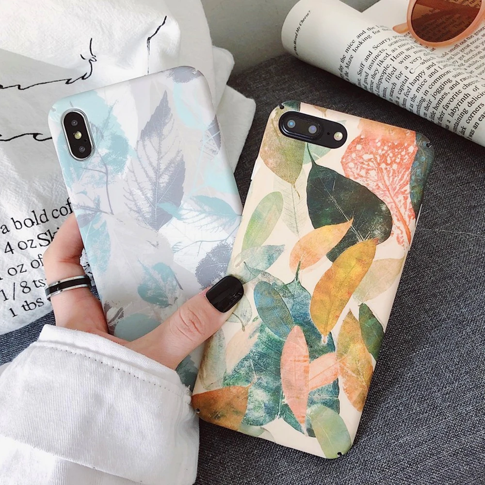

Vintage Leaf Pattern for huawei p10 p20 p30 pro v20 mate 20 pro Hard PC Retro Leaves cover for huawei nova 4e 3i 3e honor 10 8x