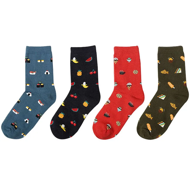 

2019 New Unisex Couples Korea Short Sock Meias Creative Cartoon Life Food Sushi Watermelon Men Women Cotton Lovers Funny Socks