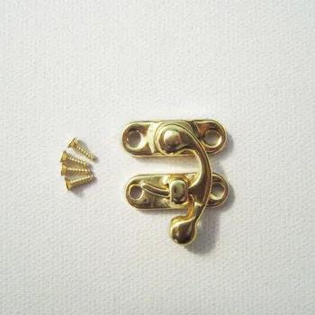 

12 Pcs Metal Golden Decorative Jewelry Gift Wine Wooden Box Hasp Latch Hook With Screws 28*23mm