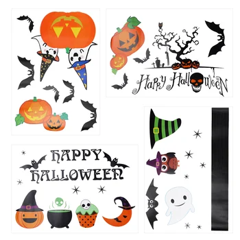 

NICEXMAS 2pcs Halloween Wall Stickers Removable Indoor Party Wallpaper Wall Decals Mural Sticker for Window Kids Rooms