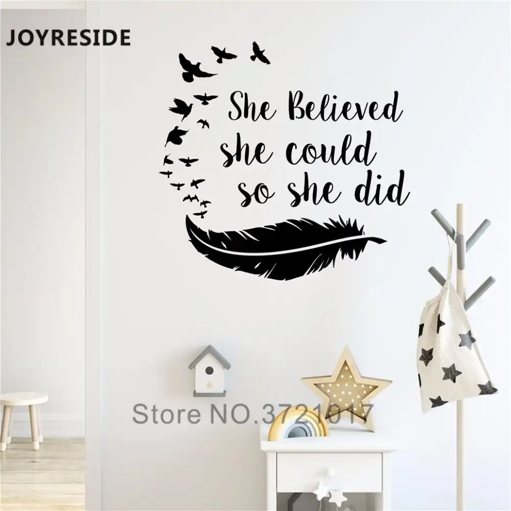 Joyreside S She Believed Could So Did Wall Decal Vinyl Joyreside S She Believed Could