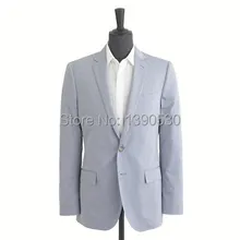 Шерсть, светло-голубые две пуговицы с отворотом, летний костюм для мужчин