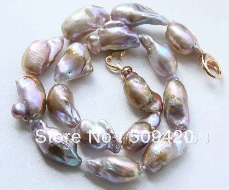 

~~ Free ShippingWOW! BIG 26mm Natural purple Baroque Reborn Keshi pearls necklace