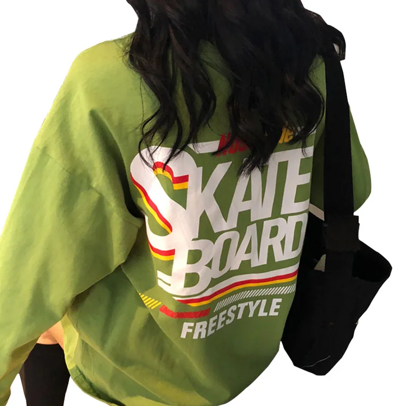 YouGeMan Camiseta Mujer otoño Harajuku largo manga T camisa mujeres Camiseta Top coreano Ulzzang Hip Hop Loose Camiseta Mujer ropa