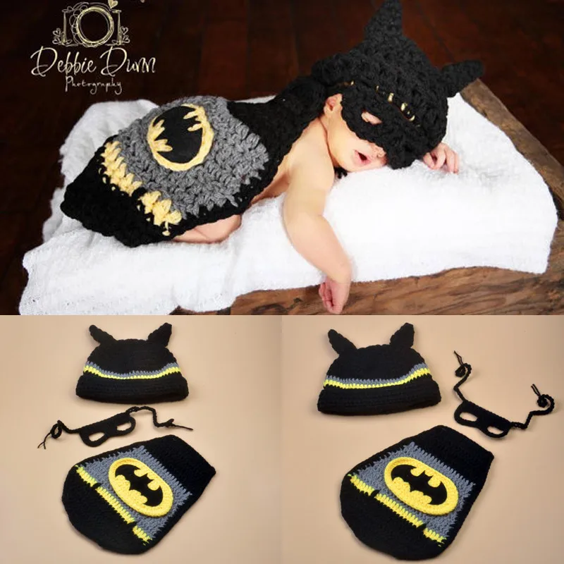 Latest Newborn Baby Boys Crochet Photo Props Hot Cartoon Costume Infant Baby Halloween Costume Bebe Fotographia Props 1set