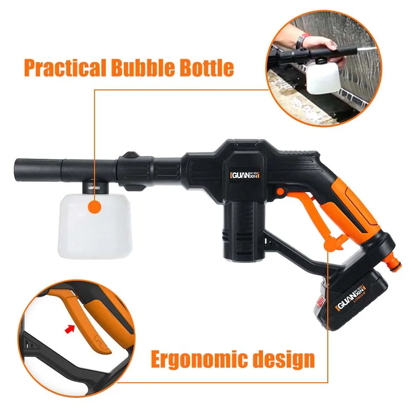  18V Portable Cordless Car Washer Machine 12V High Pressure Electric Water Guns Nozzle Hose Pump Foa
