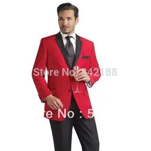 EMD! Топ / дизайн Красный смокинг жениха костюм для шафера жениха Мужские свадебные костюмы(пиджак+ брюки+ пояс+ галстук) ОК: 603