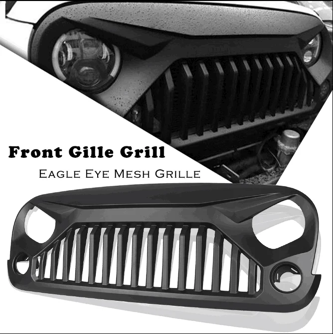 Передняя решетка для Jeep Wrangler 2007 2008 2009 2010 2011 2012 2013 JK& Неограниченное черный