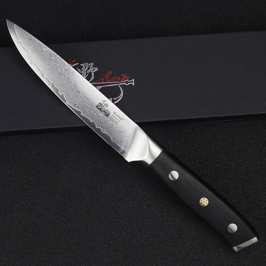 HAOYE " дамасский стальной универсальный нож для очистки овощей фруктов японский vg10 кухонный нож резьба Полный Тан g10 ручка Красивая нарезка