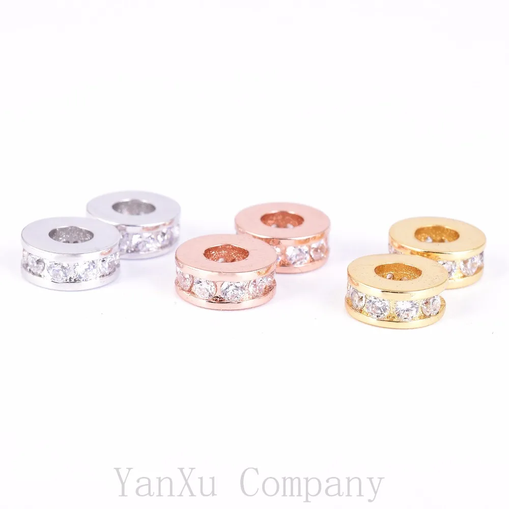2pc/lot glass big Hole AAA Cubic Zircon European Style Charm pendant Micro Pave Metal Crystal Spacer Bead For Diy Jewelry Making | Украшения