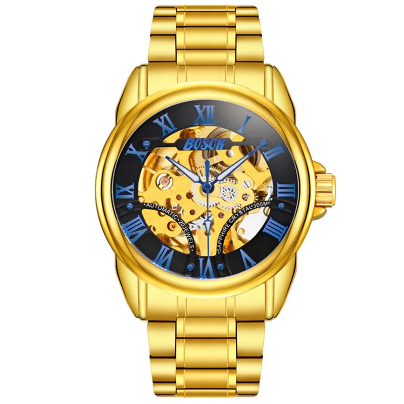 

Men's stainless steel band night light digital night light quartz waterproof gift casual watch.