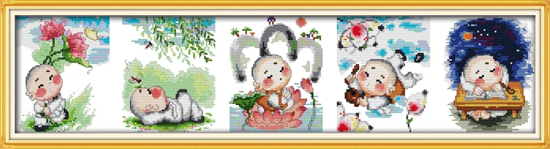

The lovely little monks(view picture) counted printed 14CT 11CT Cross Stitch kitsembroidery needlework Sets Home Decor