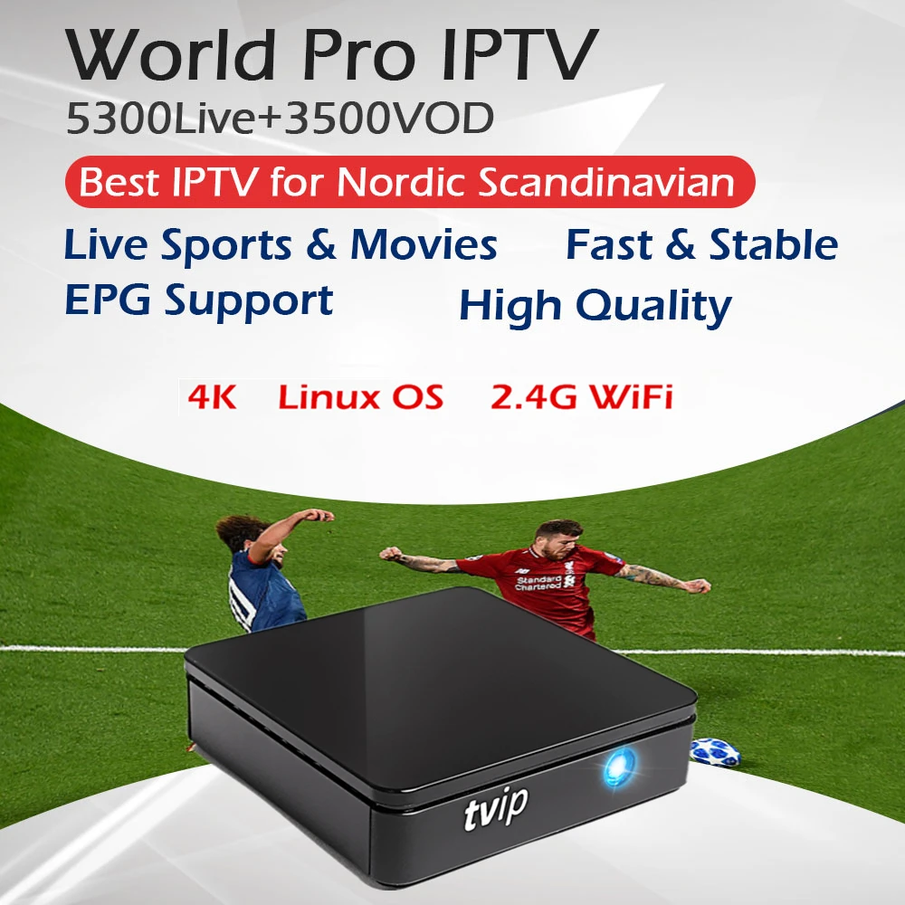 

TVIP412 Scandinavian IPTV Box Linux Android Dual System Top Quality 4K 2.4G WiFi Nordic Norway Sweden Denmark IPTV 5000Live+VOD