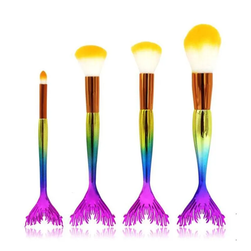 4PCS Makeup Brush Blush Powder Eyeliner Eyeshadow Multicolor Set Kit