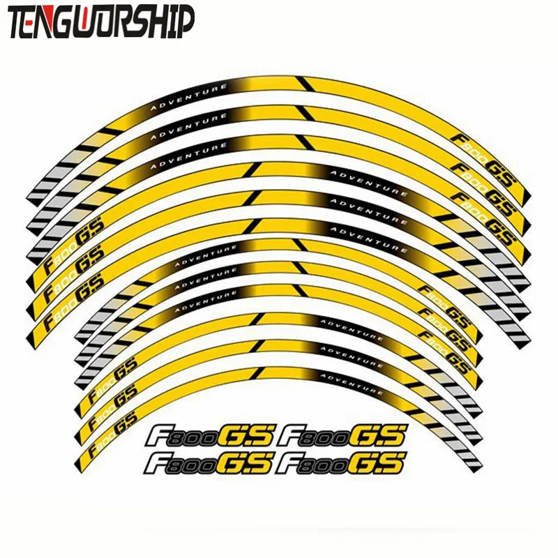 Teng Worship 12 X Thick Edge Outer Rim Sticker Stripe Wheel Decals FIT BMW F800GS F800 GS ADVENTURE 21''17''