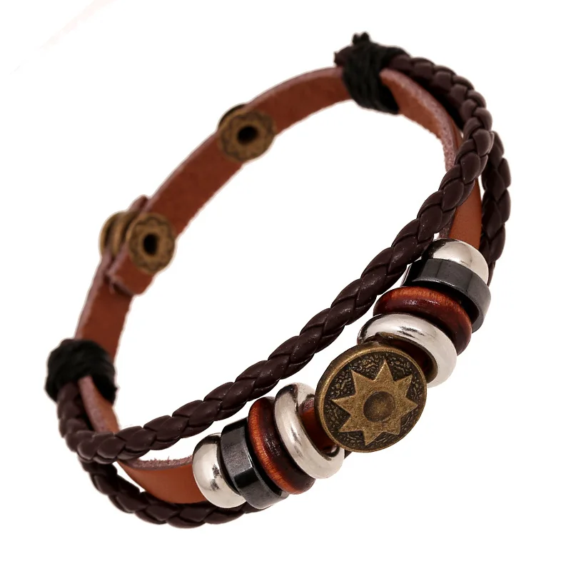 manufacturers selling Retro Leather Bracelet Vintage leather wristband fashion Jewelry for boys