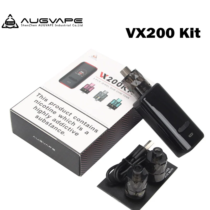 

Augvape VX200 Box Mod Kit With Disposable Jewel Subohm Tank 200W 1.3 Inch Color Display Dual 18650 Battery Electronic Cigarette