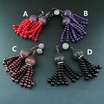 

4 COLOR Garnet Onyx Cz Pave Earrings