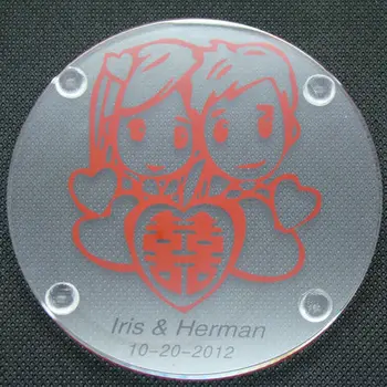

Free fast shipping+Nice custom-made clear crystal coaster gift for wedding favor