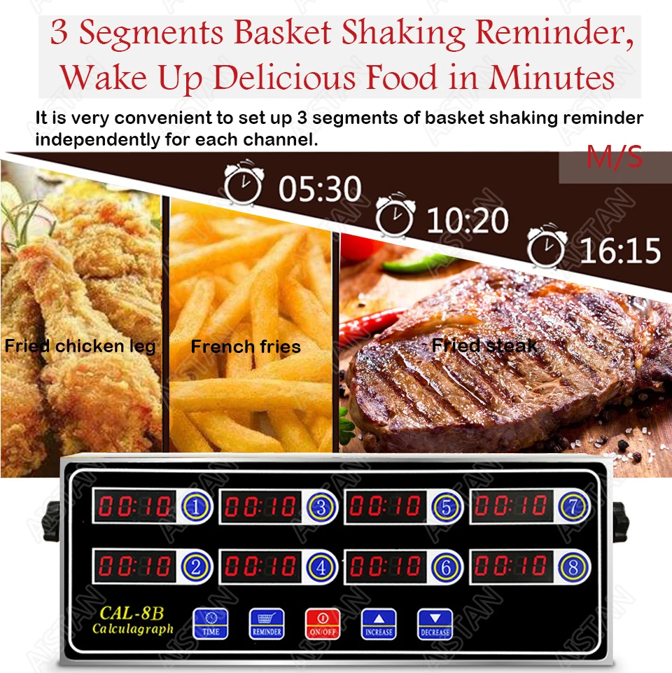 CAL8B/CAL12C portable calculagraph 8/12 channel multi-function digital timer LCD display shaking reminder