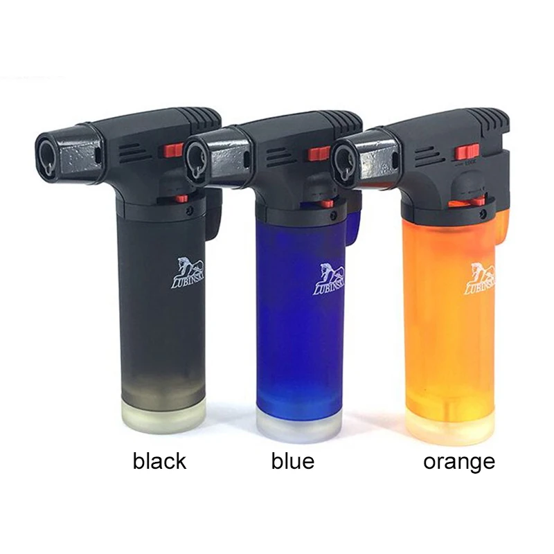 

Lubinskin 3 color Windproof Cigar lighter high temperature direct impact gas welding gun with 1 torch Flame for men smoke