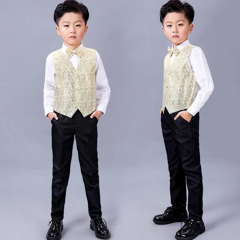 Boys vest set children clothing set boys suits for weddings Prom clothes child piano costume suit for boy waistcoat shirt pants (3)