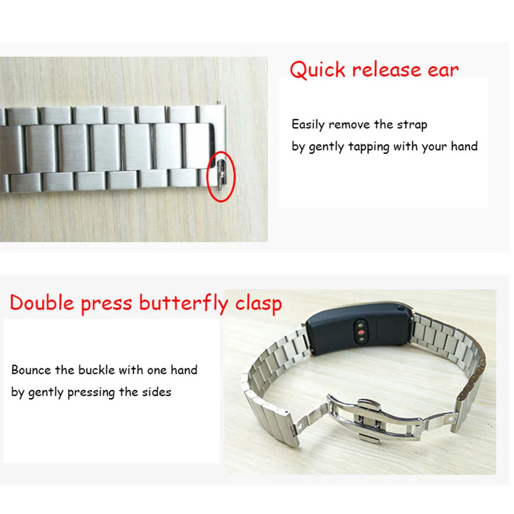 Ремешок из нержавеющей стали для наручных часов Huawei B3/B5 Samsung Gear S2/S3 Watch 16/18/20/22