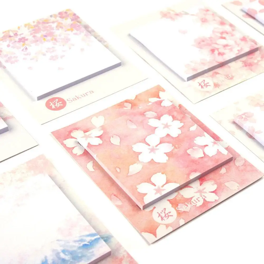 

30pcs/Set Sakura Cherry Blossom Memo Pads Sticky Notes Notepad Diary Creative Self-Stick Notes Memo Pads 8 Designs