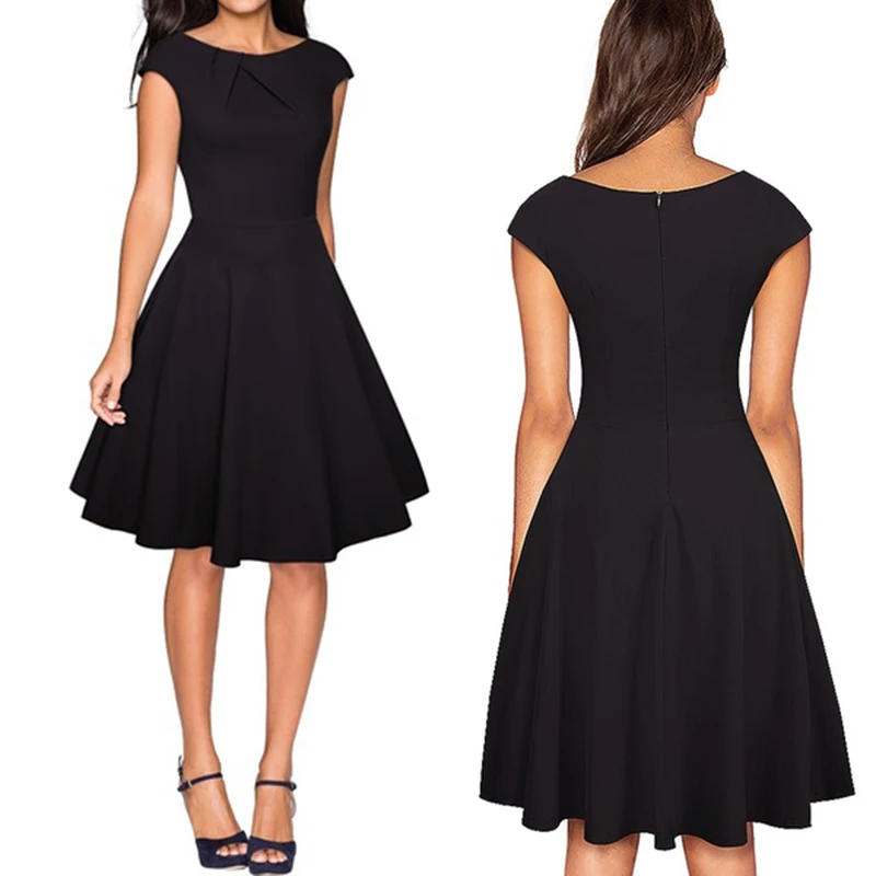 

Elegant Pink Slant Pocket Midi Dress Women Summer Casual Zip Back Flared Dresses Ladies Solid A Line Dress