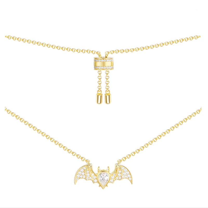 

SKA Brand Women's Necklace Adjustable Bat Pendant Necklaces AAA Zircon Silver 925 Fashion Monaco Fine Jewelry AC4011OXY