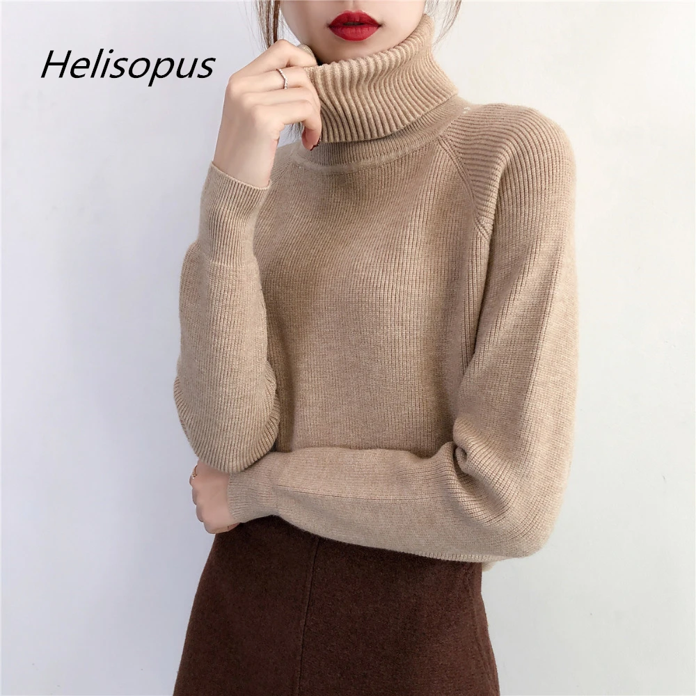 

Helisopus Autumn Winter Warm Turtleneck Sweater Slim Long Sleeve Knitted Pullovers Jumper Femme Pull