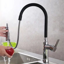 360 градусов Поворотный латунный выдвижной кухонный кран черный цвет раковина смеситель Поворотный поворот KF895