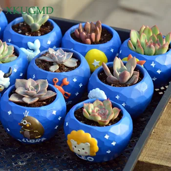

Cartoon Zodiac Flowerpot Resin 12 Constellation Flower Pot Succulent Plant Pot Home Garden Bonsai Planter Starry Sky Desktop Pot