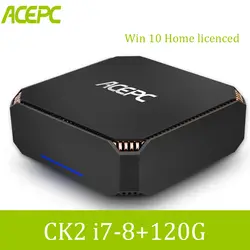 ACEPC CK2 Мини ПК Intel Core i7 7500U Windows 10 Home лицензированных 8 GB DDR4 120 GB SSD Ethernet/4 K/Wi-Fi Встроенный Настольный Вентилятор компьютер