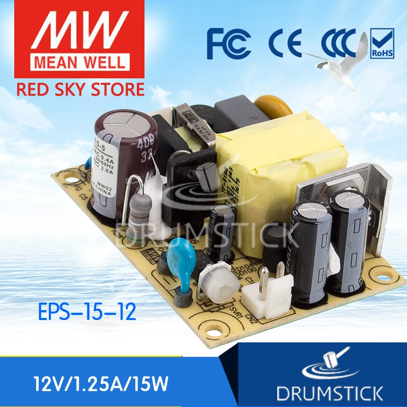 

MEAN WELL EPS-15-12 12V 1.25A meanwell EPS-15 12V 15W Single Output Switching Power Supply