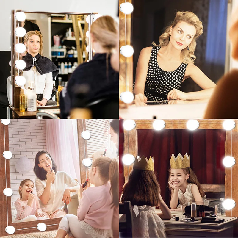  10Pcs Bulbs LED Makeup Comestic Mirror Light Kit with Dimmable USB Dressing table decoration beauti