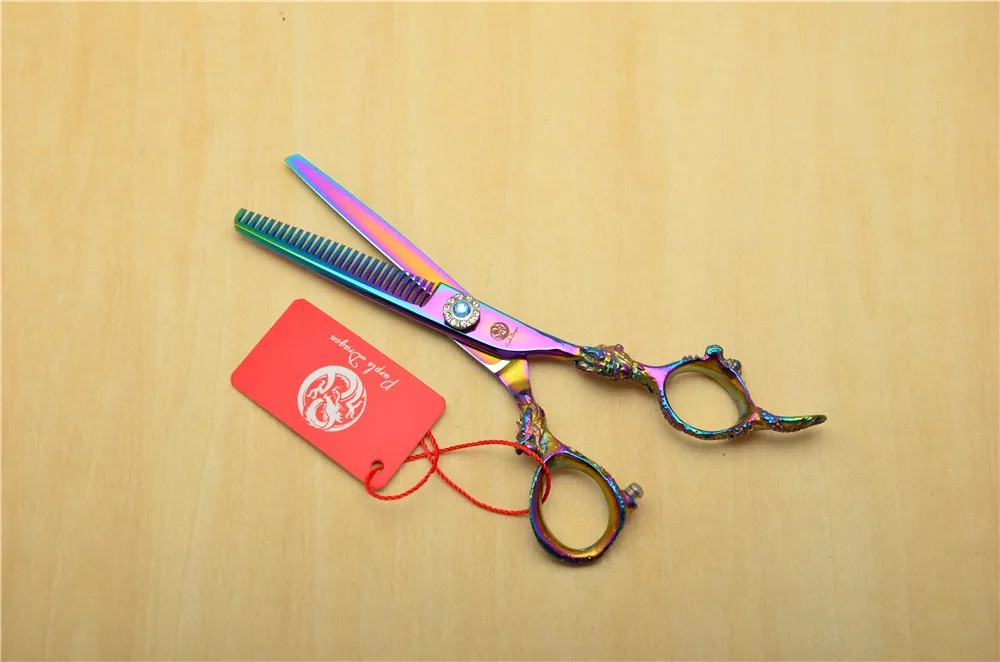 Комплект из 4 предметов, 9004#6 ''Big Dragon вырезать фиолетовый Цвет Парикмахерские Ножницы гребень+ резка+ филировочные ножницы человеческие волосы ножницами костюм