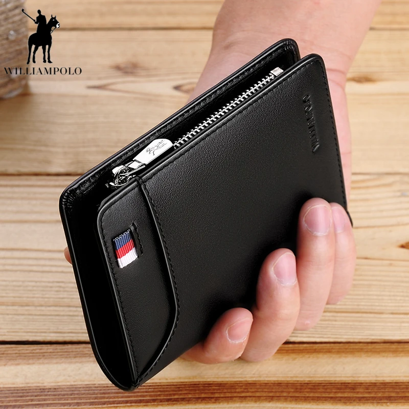 WILLIAMPOLO 2018 Corss Pattern Business Men Wallet Leather Men Wallets...