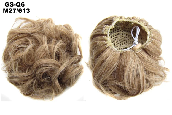 TOPREETY жаропрочных синтетических волос 60gr кудрявый шиньон Drawstring резинкой Updo пончик волос Q6 - Цвет: M27-613