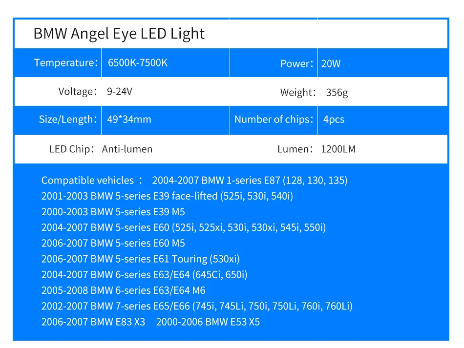 Светодиодный Маркер 2*20 Вт 40 Вт 1 комплект CREE светодиодный чипы/Bridgelux Ангельские глазки белые/красные/Голубые/желтые цветы для BMW E65E87E39E53 E63 E64 E60 E61