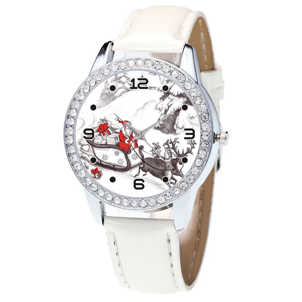 Christmas Sled Diamond Leather Band Analog Quartz Vogue Wrist Women Watch Christmas Sled Diamond Leather Band Analog Quartz Vogue Wrist Women Watch