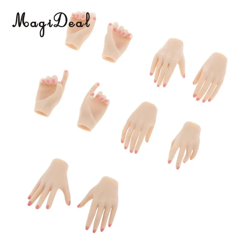 10Pcs PVC 1:6 Scale Womens Hand Models for 12 Inch Female Action Figure Body Dolls Children DIY Making Accs Toys