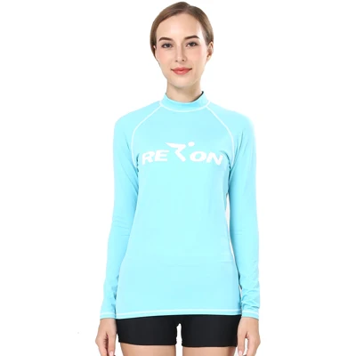 Light Blue Realon для женщин и мужчин, защита от сыпи, топ с длинными рукавами, рубашки от солнца, UPF 50+ Xspan, серфинг, пляж, туризм, рубашка для плавания, одежда для плавания - Цвет: Light Blue
