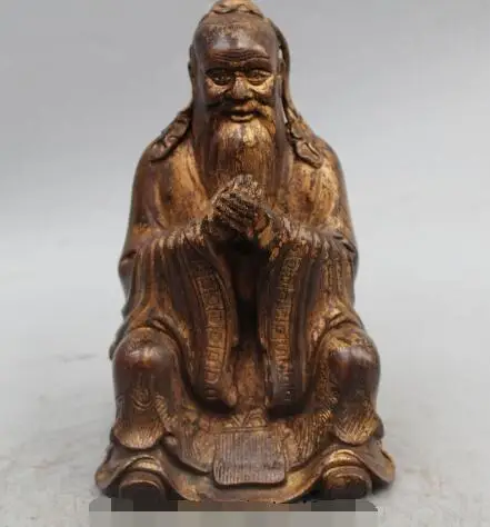 

S6314 9"Chinese Famous History Bronze Thinker and educator Confucius Kong Zi Statue D0318