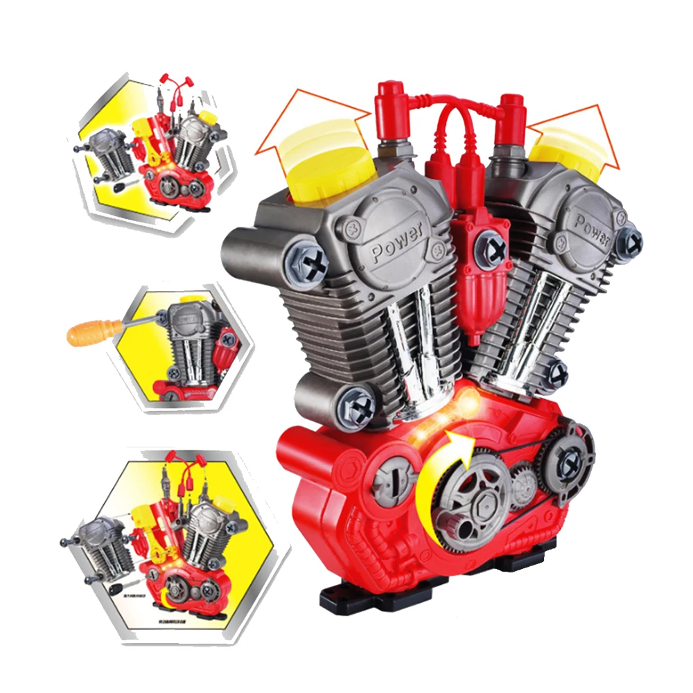 

Children Toys simulation Motorcycle Engine Overhaul Play Set With Light Sound DIY Assembly Mechanic Kit Kids Educational Toy