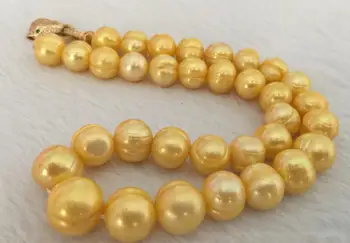 

gorgeous 12 -13mm south sea baroque gold pearl necklace 18" KKK